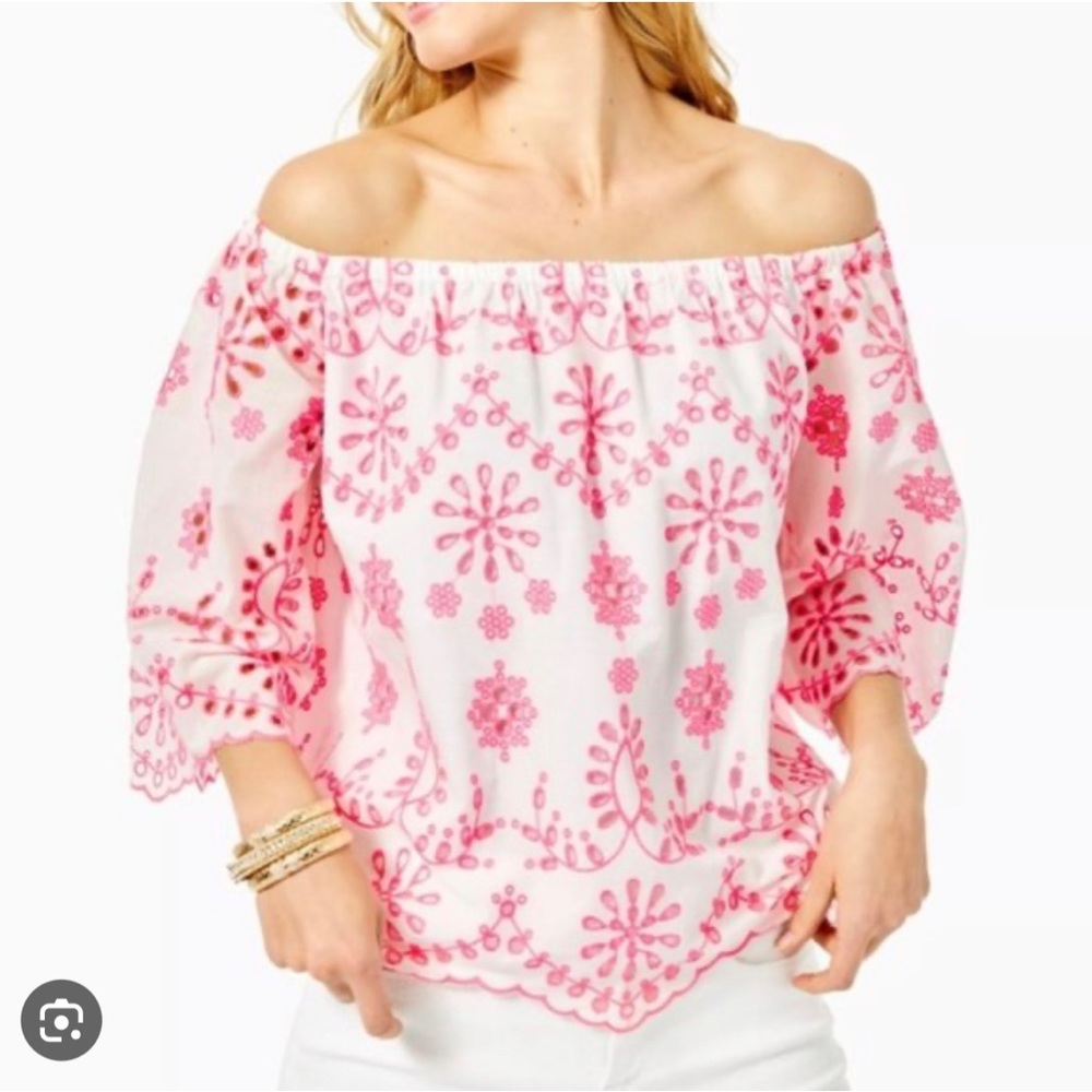 Lilly Pulitzer Laurenne Eyelet Off the Shoulder Top